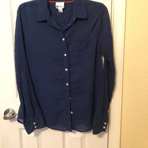 One Pocket Button Down Shirt.  Color: Navy / Size: Medium